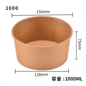 Disposable takeaway shallow kraft soup salad paper bowl