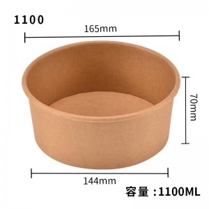 Disposable takeaway shallow kraft soup salad paper bowl