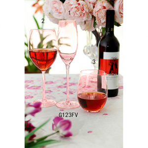 Handmade Wine Glass Set Wine Glass Champagne Flute Glass and Stemless Wine Glass in pink color G123FV