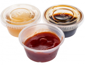 Hot sale disposable plastic take away sauce cups tasting drinking thickened clear plastic cups with lid