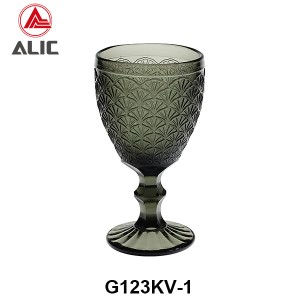 High Quality Patterned Glass Wine Goblet in various colors G123KV-1