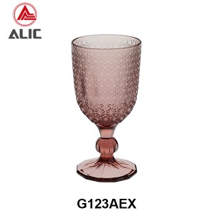 High Quality Patterned Glass Wine Goblet in various colors G123AEX