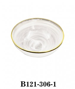 Marblesque Swirl Glass Mixing Bowl Serving Bowl B121-306 with gold rim several sizes