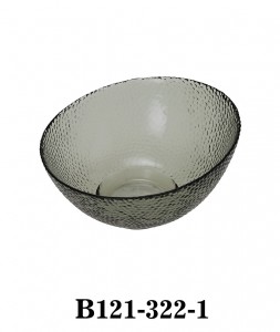 Handmade Modern Textured Slanted Glass Bowl B121-322 in Smoky colour two sizes available