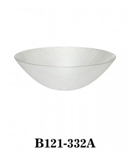 High Quality Handmade Modern Glass Serving Bowl B121-332 clear with gold rim in three sizes