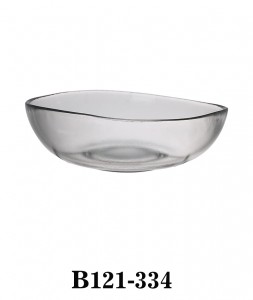 Handmade High Quality Glass Bowl Serving Bowl Salad Bowl with specially designed uneven wavy edge B121-334 in smoky colour