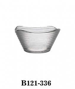 Handmade Modern Striped Glass Bowl in wavy edge B121-336 in Smoky colour