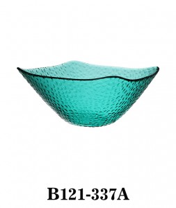 Handmade Modern Glass Bowl Serving Bowl Salad Bowl top in square shape and wavy edge B121-337 in Turquoise colour
