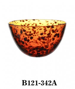 Handmade High Quality Glass Bowl Serving Bowl Salad Bowl B121-342 amber color with dark dots decoration