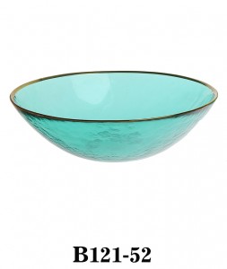 Glass Bowl B121-52/53/54 in Turquoise colour with gold rim