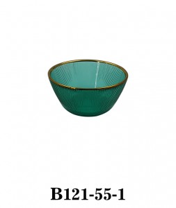 Glass Mixing Bowl B121-55 in Turquoise colour with gold rim or Black/Amaranth colour for snacks, dessert, fruit, salad or kitchen prep, seasoning