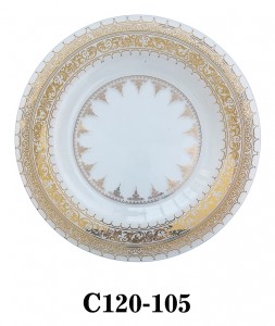 Handmade Clear Glass Charger Plate with Arabian style decoration on border for Table Party or Rental C120-105