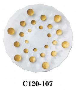 Handmade Clear Glass Charger Plate with golden dots decoration for Table Party or Rental C120-107