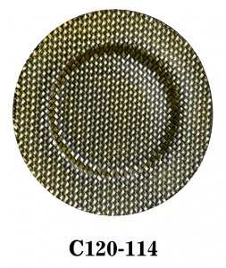 High Quality Glass Charger Plate woven style in gold and black color for Table Party or Rental C120-114