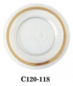 Hand Made Clear Glass Charger Plate with a golden ring decoration for Table Party or Rental C120-118