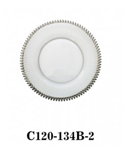 Handmade Glass Charger Plate with saw-toothed edge in white color with golden/silver rim for Table Party or Rental C120-134