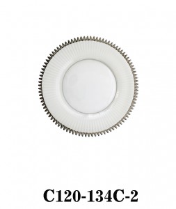 Handmade Glass Charger Plate with saw-toothed edge in white color with golden/silver rim for Table Party or Rental C120-134