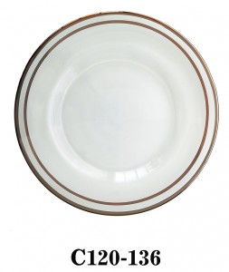 Luxury Handmade Clear Glass Charger Plate with double rose gold rings decoration for Table Party or Rental C120-136