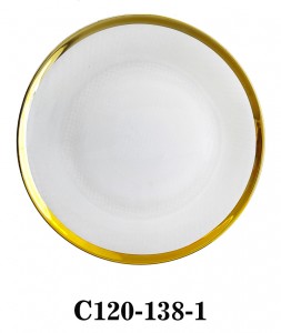 Handmade Clear Textured Glass Charger Plate with gold rim for Table Party or Rental C120-138