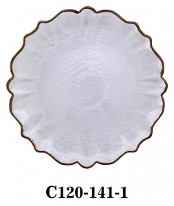 Luxury Hammered Clear Glass Charger Plate with rosegold rim for Table Party or Rental C120-141
