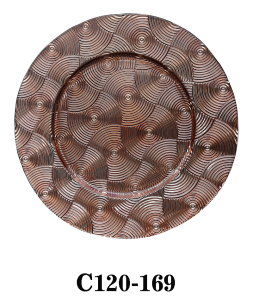 Modern 13″ Glass Charger Plate in Copper color for Table Party or Rental C120-169