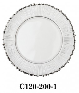 Handmade Glass Charger Plate with radial fringe for Table Party or Rental in various colours or with gold rim decoration C120-200