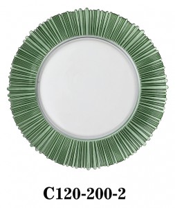 Handmade Glass Charger Plate with radial fringe for Table Party or Rental in various colours or with gold rim decoration C120-200