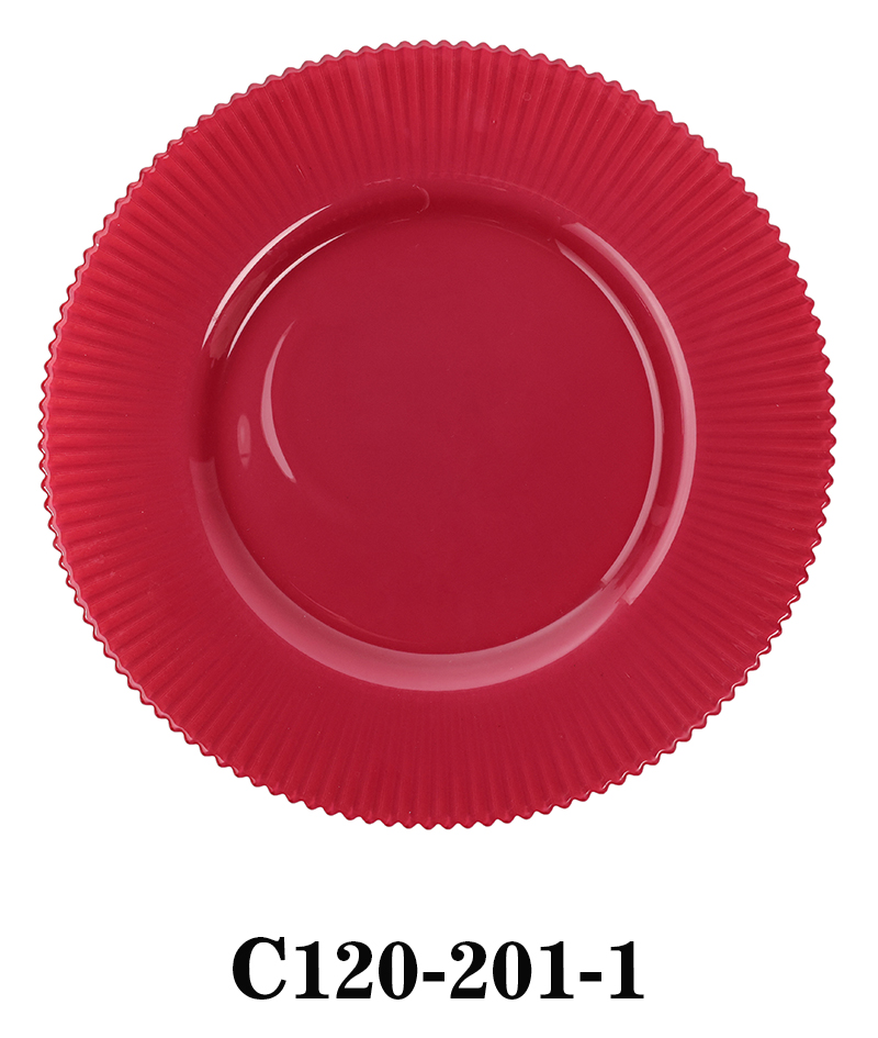 Handmade Glass Charger Plate with radial fringe for Table Party or Rental in various colours C120-201 Featured Image