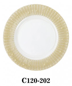 Luxury Handmade Glass Charger Plate with gold brim for Table Party or Rental C120-202