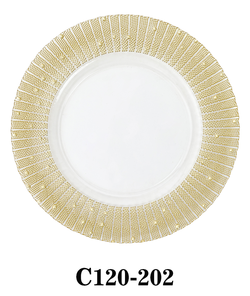 Luxury Handmade Glass Charger Plate with gold brim for Table Party or Rental C120-202 Featured Image