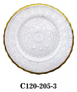 Luxury Handmade Glass Charger Plate Lace Style Pattern for Table Party or Rental C120-205