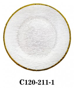 Glass Charger Plate C120-163 Streaky style with gold/silver/copper color rim