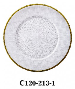 Vintage Handmade Glass Charger Plate Weaved style with gold/silver/bronze rim for Table Party or Rental C120-213