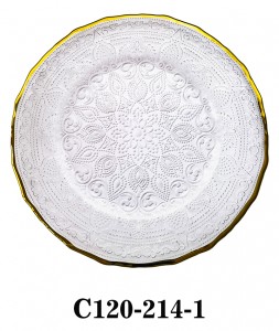 High Quality Luxury Glass Charger Plate Arabian style in copper/silver/gold rim for Table Party or Rental C120-214