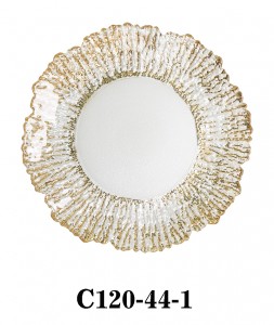 High Quality Handmade Glass Charger Plate for Wedding Party or Rental gold silver colored  C120-44