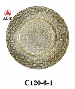 Wholesale Colored Wedding Table Decoration Glass plates charger,Charger Plate lace gold/silver square C120-6