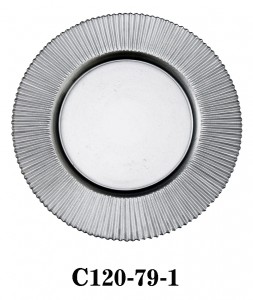 Handmade Glass Charger Plate with radial fringe for Table Party or Rental in silver/gold/lucent colour or with gold rim decoration C120-79