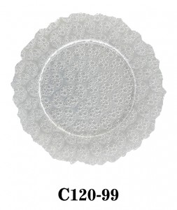 Handmade Clear Glass Charger Plate in Lovely bubble looks for Table Party or Rental C120-99