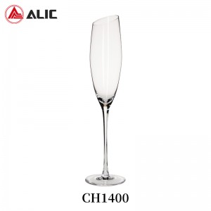 Lead Free Hand Blown Champagne Flute with oblique mouth 180ml CH1400