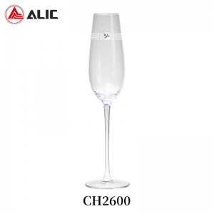 Lead Free Hand Blown Champagne Flute Goblet with dots decoration 200ml CH2600