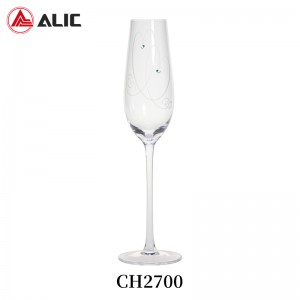 Lead Free Hand Blown Champagne Flute Goblet with heart decoration 200ml CH2700