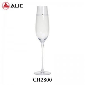 Lead Free Hand Blown Champagne Flute Goblet with a square decoration 200ml CH2800