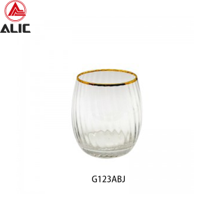 Stemless Golden Line Gold Rimmed Tea Cup Drinking Wine Glass Tumbler G123ABJ