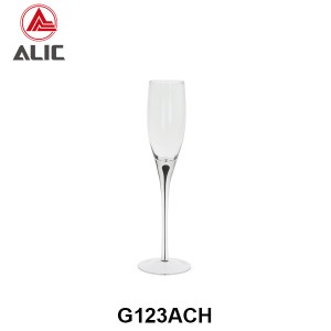 Handmade Champagne Flute Glass with nature color glass decoration G123ACH