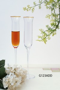 Handmade Champagne Flute Goblet in gold rim G123ADD