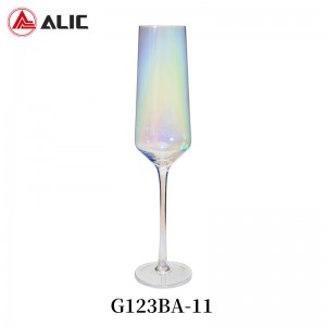 Lead Free Hand Blown Champagne Flute Goblet iridescent color 240ml G123BA-11