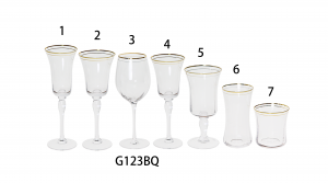 Handmade Glass Set in optic effect with gold rim decoration G123BQ