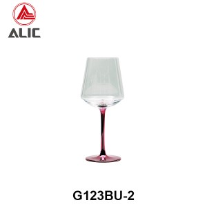 Handmade Hot sale Wine Glass Goblet with pink painted stem G123BU-2