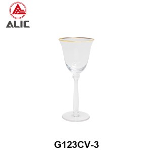 Handmade Wine Glass with gold rim G123CV-3