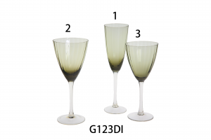 Handmade Goblet Set Wine glass Champagne Flute in nature black color glass in optic style G123DI